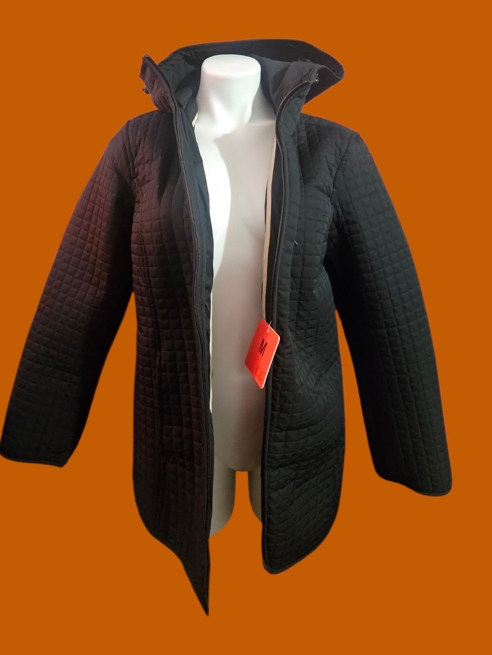 Lands' End Quilted Long Black Puffer Coat